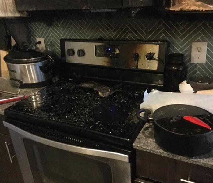 Fire damaged stove.