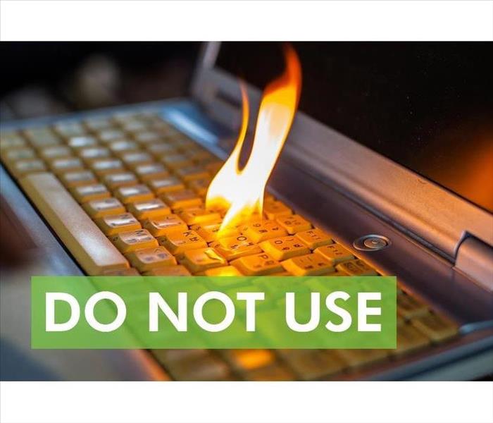 Computer laptop sleeve is on fire.